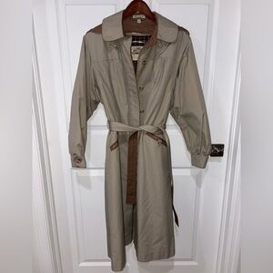 Vintage Windsor Bay Trench Coat Petite 16 Tan Belted Jacket Classic